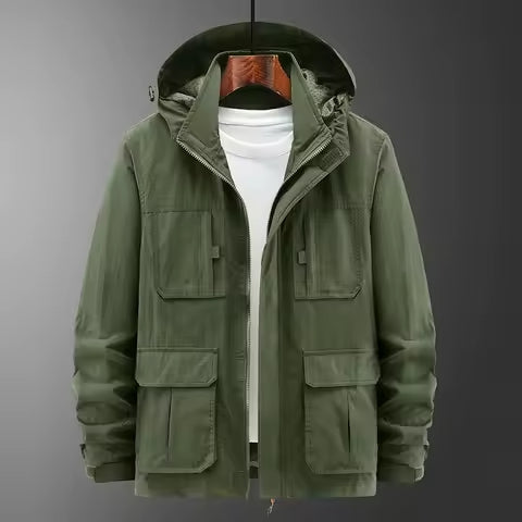 Olive Utility Hooded Field Jacket