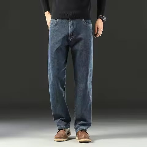 Classic Straight-Leg Washed Jeans